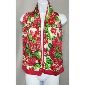 Vintage Rose 100% Silk Scarf Rectangle by Worthington Y2K 52" X 11"